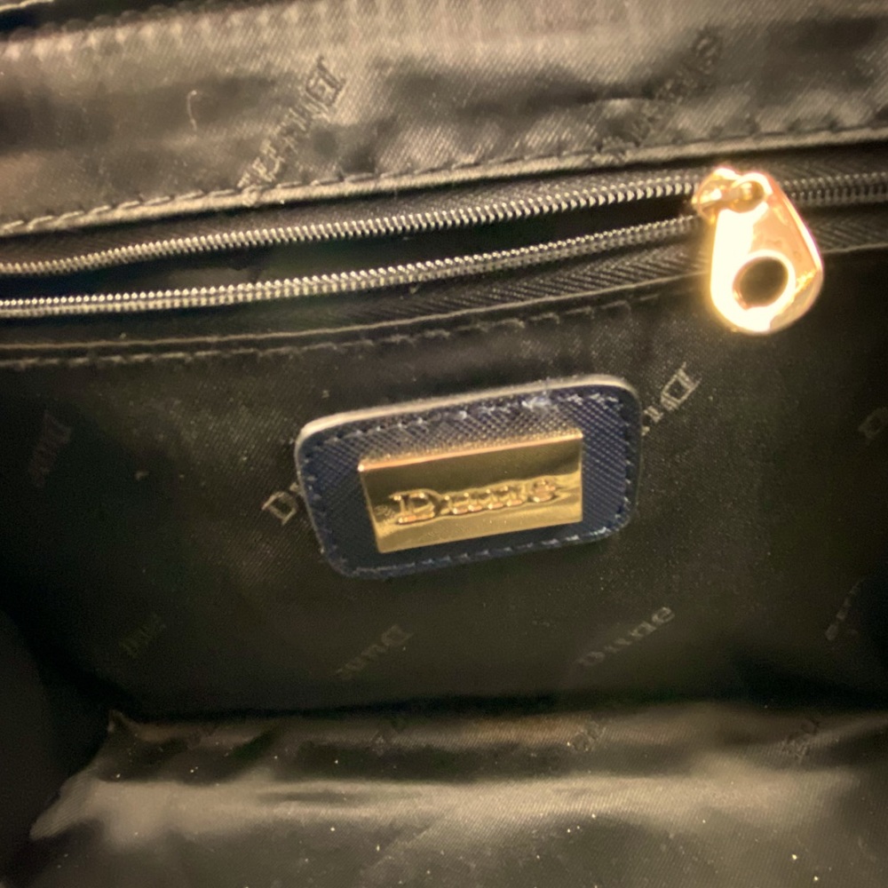 Dune London Textured Navy Blue With Gold Hardware Handbag Crossbody Purse - Picture 11 of 13